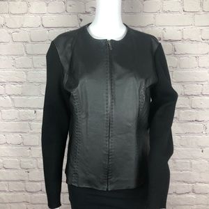 Massini Ribbed Wool Knit And Leather Jacket